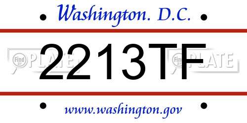 2213TF District Of Columbia License Plate