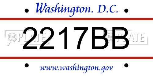 2217BB District Of Columbia License Plate