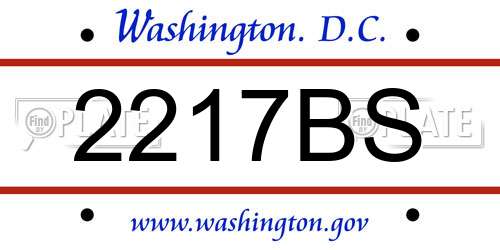 2217BS District Of Columbia License Plate