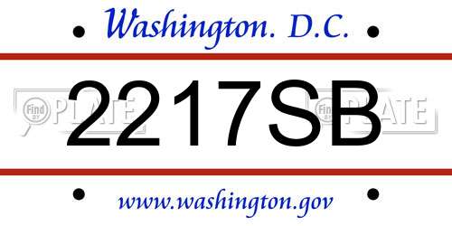 2217SB District Of Columbia License Plate