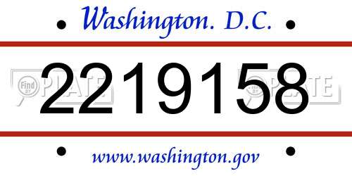 2219158 District Of Columbia License Plate