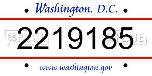 2219185 District Of Columbia License Plate