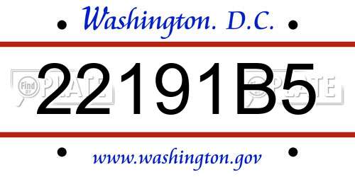 22191B5 District Of Columbia License Plate