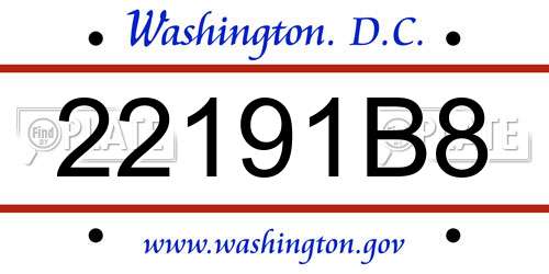 22191B8 District Of Columbia License Plate