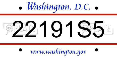 22191S5 District Of Columbia License Plate