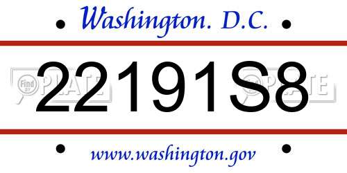 22191S8 District Of Columbia License Plate