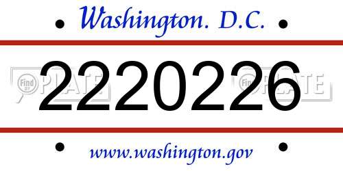 2220226 District Of Columbia License Plate