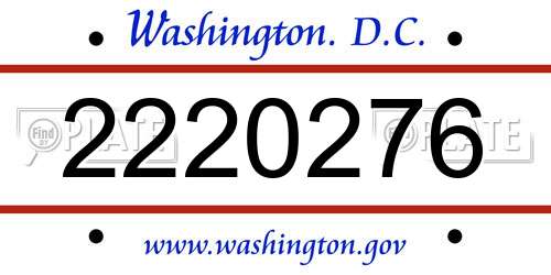 2220276 District Of Columbia License Plate
