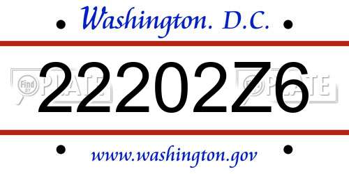 22202Z6 District Of Columbia License Plate