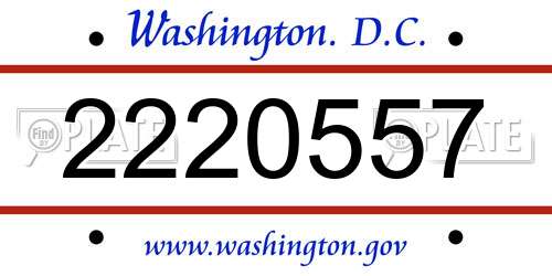 2220557 District Of Columbia License Plate