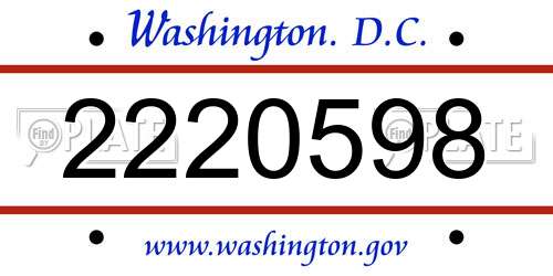 2220598 District Of Columbia License Plate