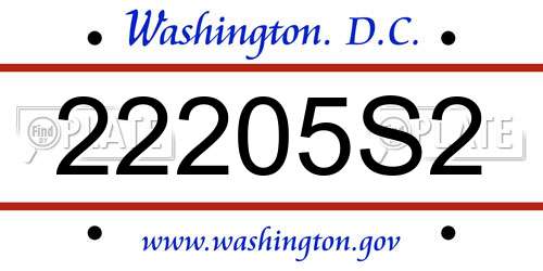 22205S2 District Of Columbia License Plate
