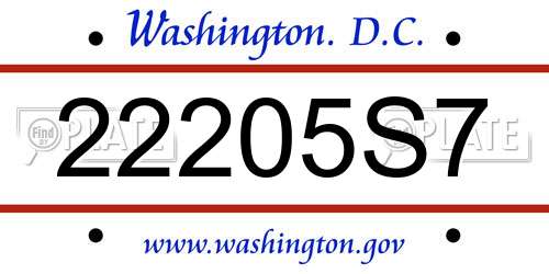 22205S7 District Of Columbia License Plate