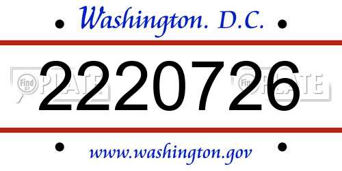 2220726 District Of Columbia License Plate