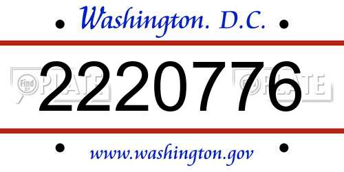 2220776 District Of Columbia License Plate