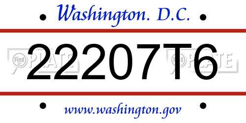 22207T6 District Of Columbia License Plate