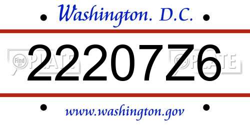 22207Z6 District Of Columbia License Plate