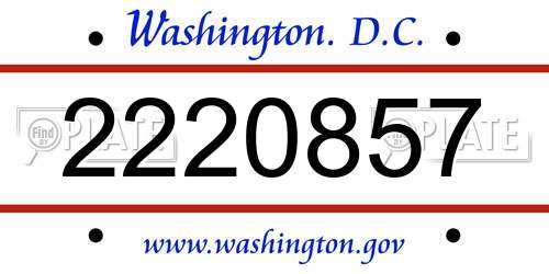 2220857 District Of Columbia License Plate