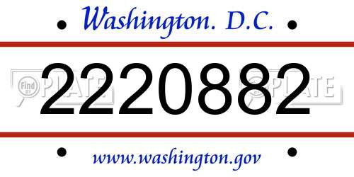 2220882 District Of Columbia License Plate