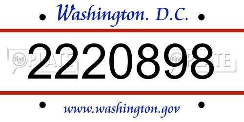 2220898 District Of Columbia License Plate