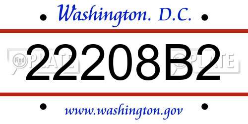 22208B2 District Of Columbia License Plate