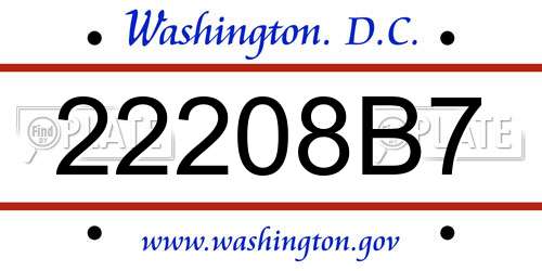 22208B7 District Of Columbia License Plate