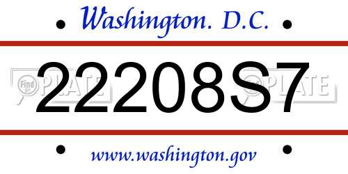 22208S7 District Of Columbia License Plate