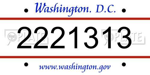 2221313 District Of Columbia License Plate