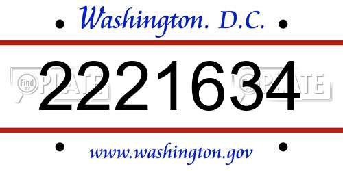 2221634 District Of Columbia License Plate