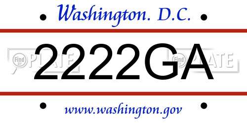 2222GA District Of Columbia License Plate