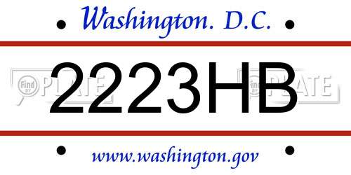2223HB District Of Columbia License Plate