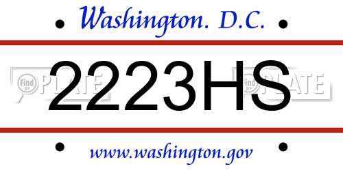 2223HS District Of Columbia License Plate