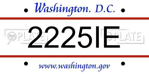 2225IE District Of Columbia License Plate