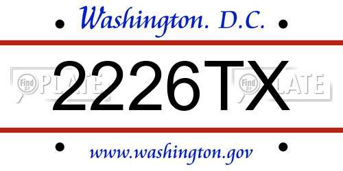 2226TX District Of Columbia License Plate