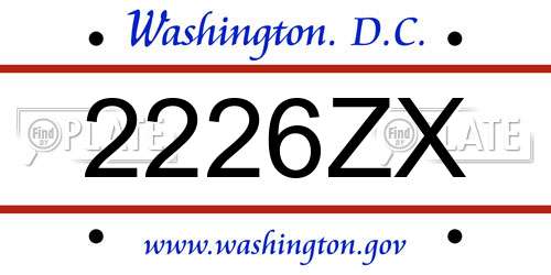 2226ZX District Of Columbia License Plate