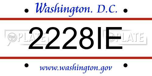 2228IE District Of Columbia License Plate