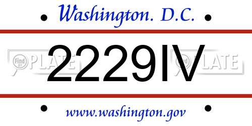 2229IV District Of Columbia License Plate