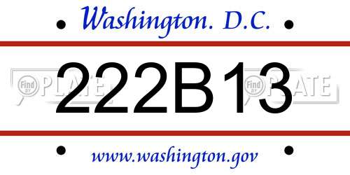 222B13 District Of Columbia License Plate