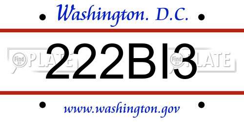222BI3 District Of Columbia License Plate