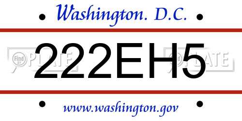 222EH5 District Of Columbia License Plate
