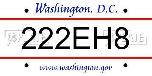 222EH8 District Of Columbia License Plate