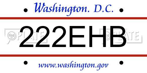 222EHB District Of Columbia License Plate