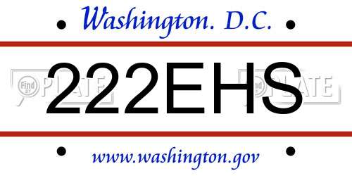 222EHS District Of Columbia License Plate