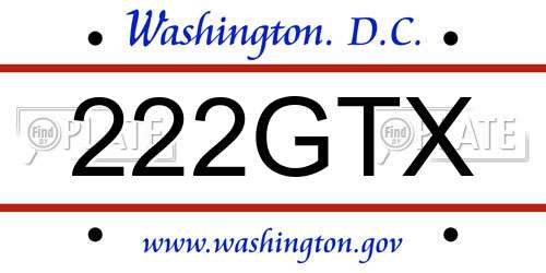 222GTX District Of Columbia License Plate