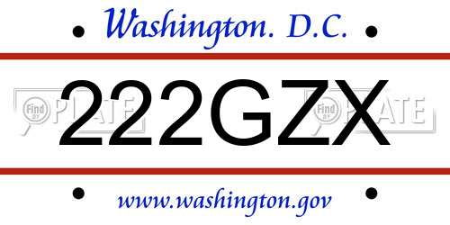 222GZX District Of Columbia License Plate