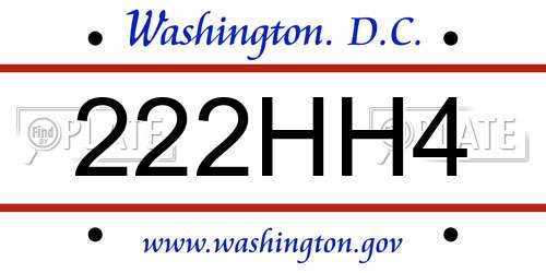222HH4 District Of Columbia License Plate