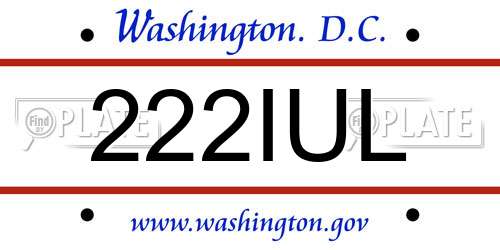 222IUL District Of Columbia License Plate