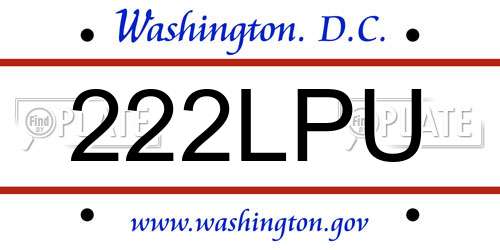 222LPU District Of Columbia License Plate