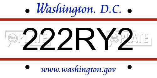 222RY2 District Of Columbia License Plate