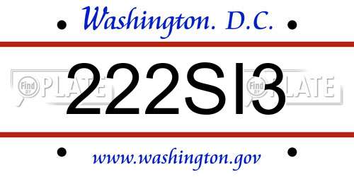 222SI3 District Of Columbia License Plate